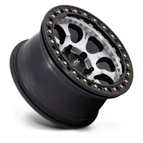 KMC Km237 Riot Beadlock Wheel, 17x8.5 +0 Offset 5x127, Machined Face Satin Black Windows With Satin Black Ring - KM237DB17855000