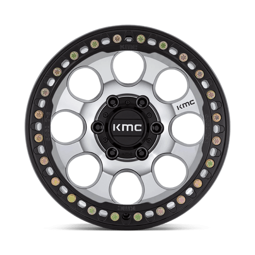 KMC Km237 Riot Beadlock Wheel, 17x8.5 +0 Offset 5x127, Machined Face Satin Black Windows With Satin Black Ring - KM237DB17855000