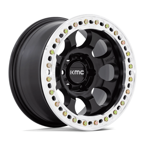 KMC Km237 Riot Beadlock Wheel, 17x8.5 +0 Offset 6x139.7, Satin Black With Machined Ring - KM237MD17856000