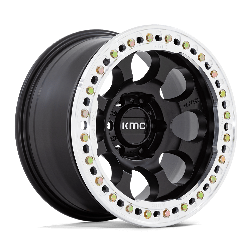 KMC Km237 Riot Beadlock Wheel, 17x8.5 +0 Offset 6x139.7, Satin Black With Machined Ring - KM237MD17856000