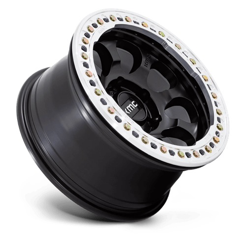 KMC Km237 Riot Beadlock Wheel, 17x8.5 +0 Offset 6x139.7, Satin Black With Machined Ring - KM237MD17856000