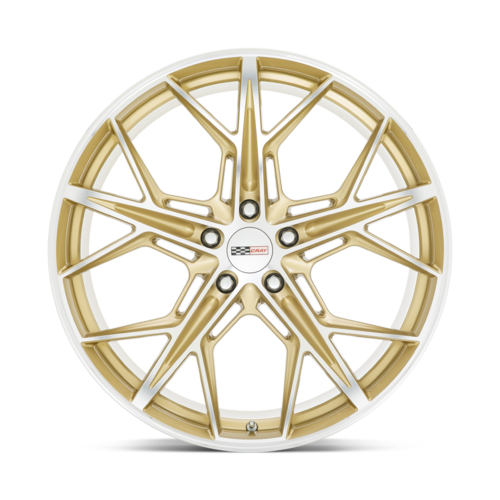 Set of 4: Cray Hammerhead Wheel, 21x9.0 +38 Offset 5x120, Gloss Gold W/ Mirror Cut Face - 2190HMH385120L67