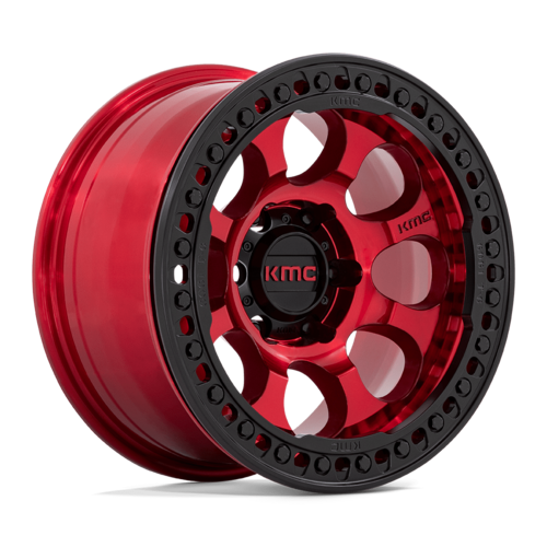 KMC Km237 Riot Beadlock Wheel, 17x8.5 +0 Offset 6x139.7, Candy Red With Black Ring - KM237QB17856000