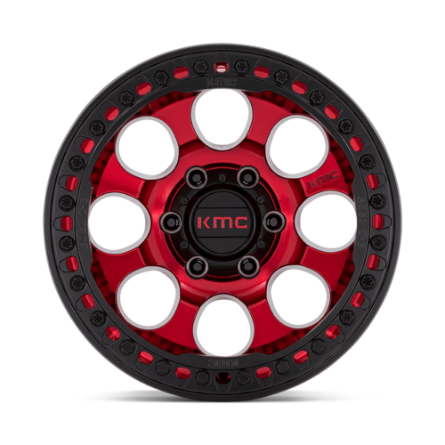 KMC Km237 Riot Beadlock Wheel, 17x9.0 -38 Offset 6x139.7, Candy Red With Black Ring - KM237QB17906038N