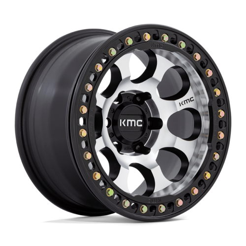 KMC Km237 Riot Beadlock Wheel, 17x9.0 -38 Offset 5x127, Machined Face Satin Black Windows With Satin Black Ring - KM237DB17905038N