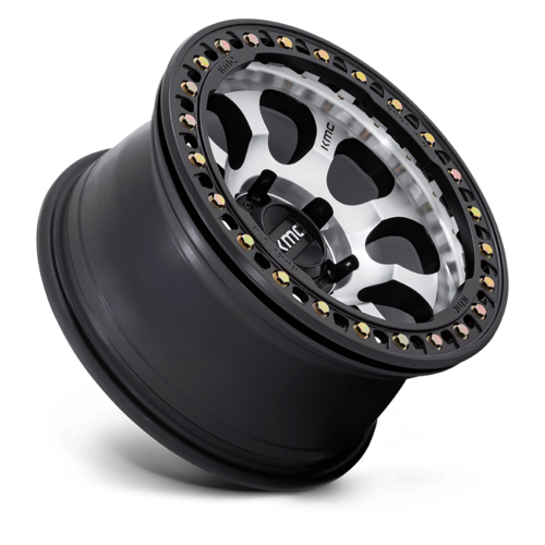 KMC Km237 Riot Beadlock Wheel, 17x8.5 +0 Offset 6x135, Machined Face Satin Black Windows With Satin Black Ring - KM237DB17856300