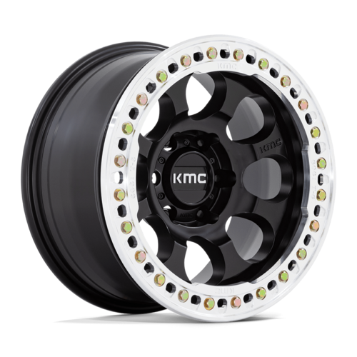 KMC Km237 Riot Beadlock Wheel, 17x9.0 -38 Offset 6x139.7, Satin Black With Machined Ring - KM237MD17906038N