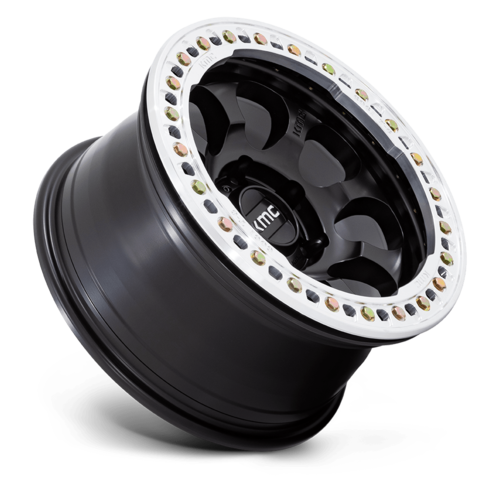 KMC Km237 Riot Beadlock Wheel, 17x9.0 -12 Offset 6x139.7, Satin Black With Machined Ring - KM237MD17906012N