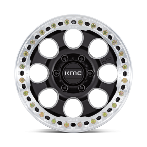 KMC Km237 Riot Beadlock Wheel, 17x9.0 -38 Offset 6x139.7, Satin Black With Machined Ring - KM237MD17906038N