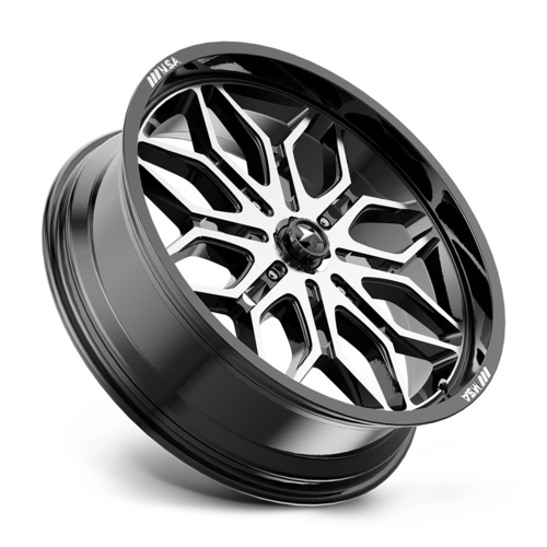 Set of 4: MSA Offroad Wheels M47 Sniper Wheel, 20x7.0 +10 Offset 4x110, Gloss Black Machined - MA047BD20704010