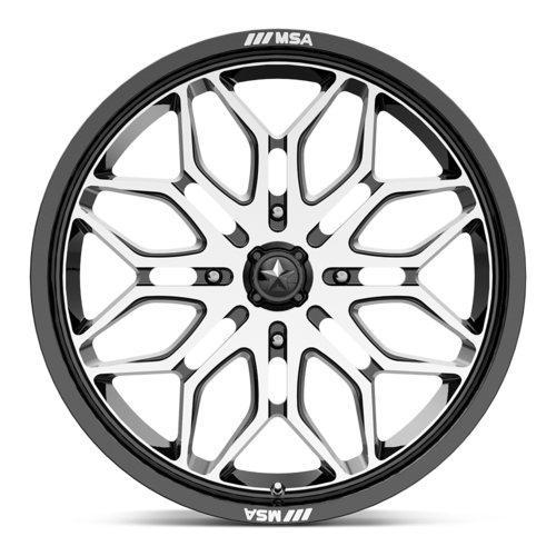 Set of 4: MSA Offroad Wheels M47 Sniper Wheel, 20x7.0 +10 Offset 4x110, Gloss Black Machined - MA047BD20704010