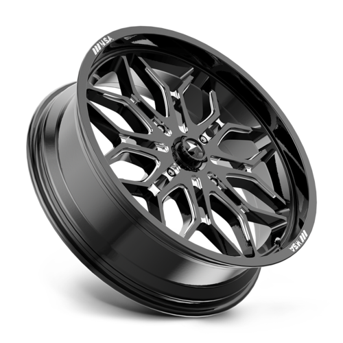 Set of 4: MSA Offroad Wheels M47 Sniper Wheel, 20x7.0 +10 Offset 4x137, Gloss Black Milled - MA047BE20704810