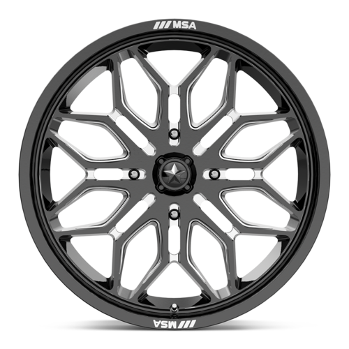 Set of 4: MSA Offroad Wheels M47 Sniper Wheel, 18x7.0 +10 Offset 4x110, Gloss Black Milled - MA047BE18704010