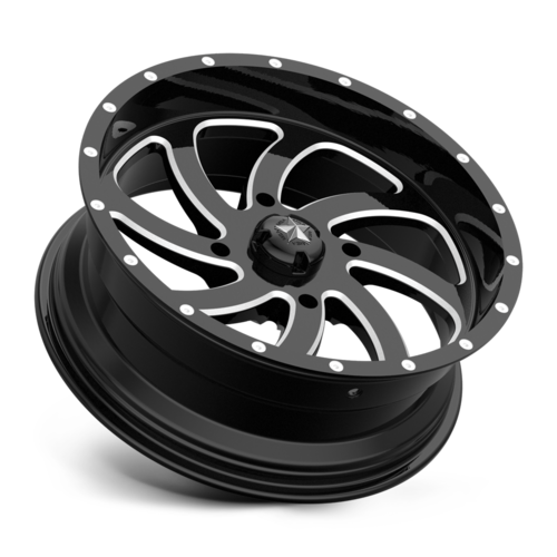 Set of 4: MSA Offroad Wheels M36 Switch Wheel, 22x7.0 +0 Offset 4x137, Gloss Black Milled - M36-022737M