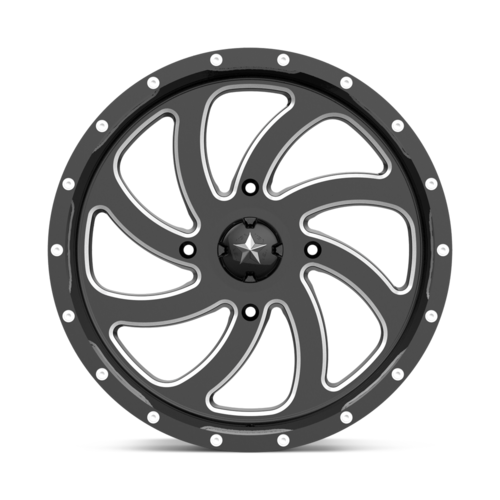 Set of 4: MSA Offroad Wheels M36 Switch Wheel, 22x7.0 +0 Offset 4x137, Gloss Black Milled - M36-022737M
