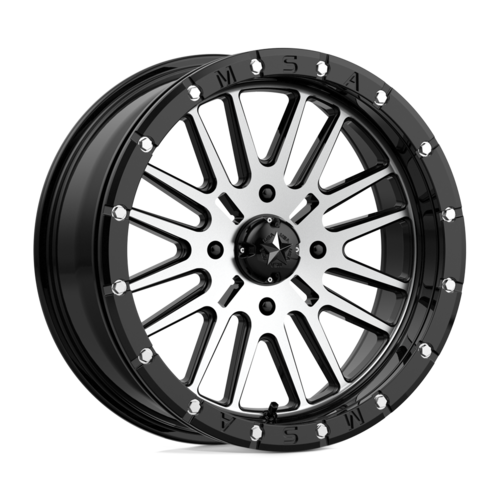 Set of 4: MSA Offroad Wheels M37 Brute Beadlock Wheel, 18x7.0 +10 Offset 4x137, Gloss Black Machined - M37-018737