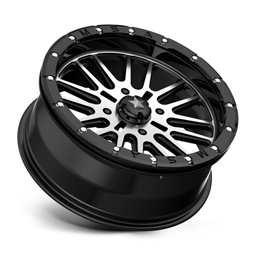 Set of 4: MSA Offroad Wheels M37 Brute Beadlock Wheel, 18x7.0 +10 Offset 4x137, Gloss Black Machined - M37-018737