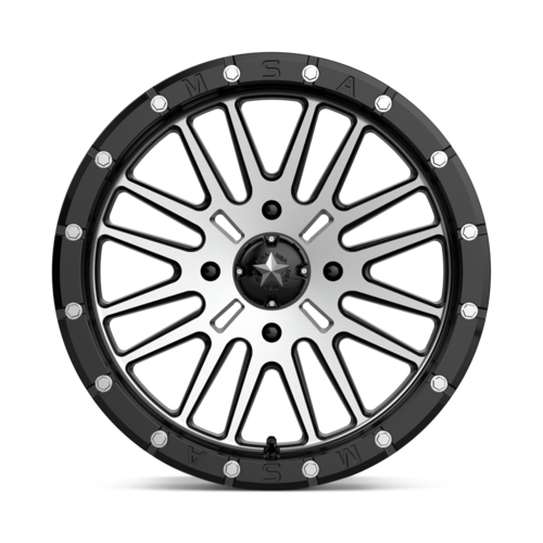Set of 4: MSA Offroad Wheels M37 Brute Beadlock Wheel, 18x7.0 +10 Offset 4x137, Gloss Black Machined - M37-018737
