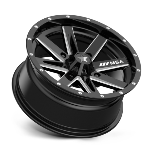 Set of 4: MSA Offroad Wheels M41 Boxer Wheel, 15x7.0 +10 Offset 4x110, Gloss Black Milled - M41-05710