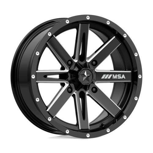 Set of 4: MSA Offroad Wheels M41 Boxer Wheel, 16x7.0 +10 Offset 4x137, Gloss Black Milled - M41-06737