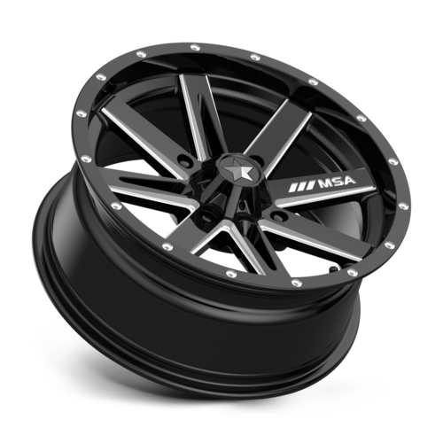 Set of 4: MSA Offroad Wheels M41 Boxer Wheel, 16x7.0 +10 Offset 4x137, Gloss Black Milled - M41-06737