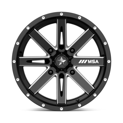 Set of 4: MSA Offroad Wheels M41 Boxer Wheel, 16x7.0 +10 Offset 4x137, Gloss Black Milled - M41-06737