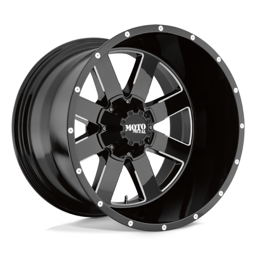 Moto Metal Mo962 Wheel, 20x12.0 -44 Offset 6x139.7, Gloss Black Milled - MO96221268344N