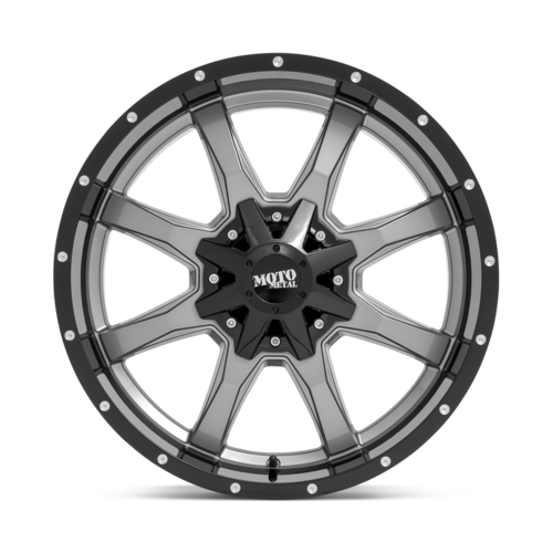 Moto Metal Mo970 Wheel, 20x12.0 -44 Offset 8x165.1, Gloss Gray Center Gloss Black Lip - MO97021280444N