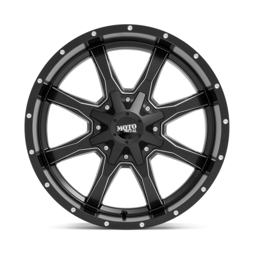 Set of 4: Moto Metal Mo970 Wheel, 17x9.0 +12 Offset 8x165.1, Semi Gloss Black Milled - MO97079080912US