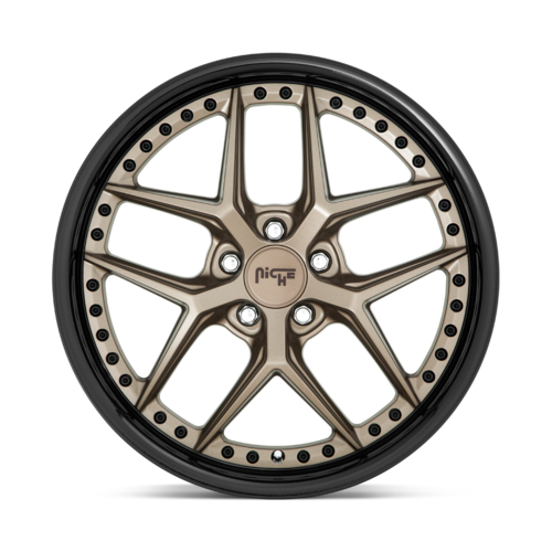 Set of 4: Niche M227 Vice Wheel, 20x10.5 +35 Offset 5x120, Matte Bronze Black Bead Ring - M227200521+35
