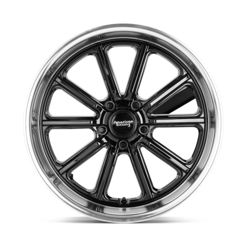 Set of 4: American Racing Vn507 Rodder Wheel, 20x9.5 +0 Offset 5x114.3, Gloss Black Diamond Cut Lip - VN50729512300