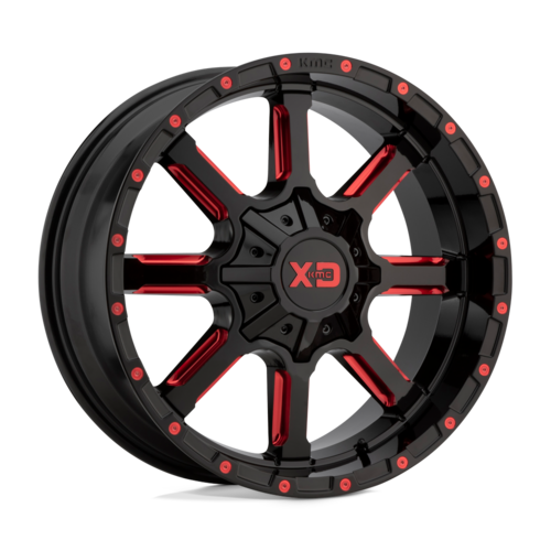 Set of 4: XD Xd838 Mammoth Wheel, 24x14.0 -76 Offset 8x165.1, Gloss Black Milled With Red Tint Clear Coat - XD83824480976N