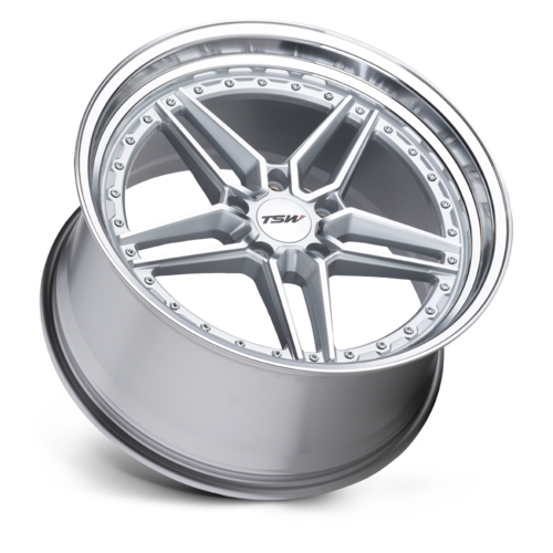 TSW Ascari Wheel, 20x10.5 +40 Offset 5x120, Silver W/ Mirror Cut Face & Lip - 2005ACR405120S76
