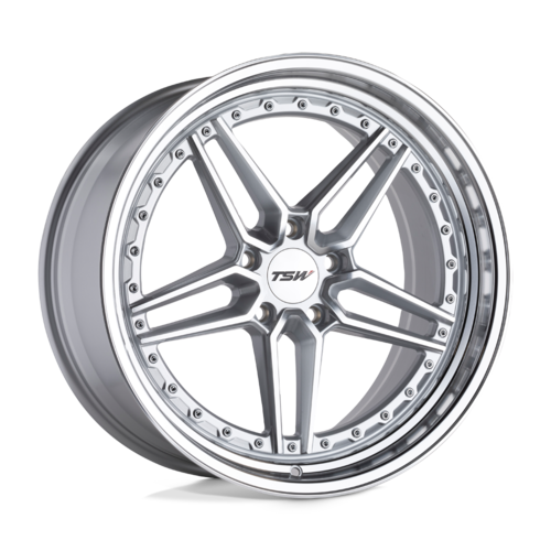 TSW Ascari Wheel, 20x10.5 +40 Offset 5x120, Silver W/ Mirror Cut Face & Lip - 2005ACR405120S76
