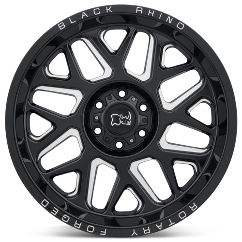 Set of 4: Black Rhino Reaper Wheel, 20x11.5 -44 Offset 5x127, Gloss Black & Milled - 2015RPR-45127B71