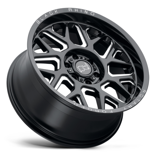 Set of 4: Black Rhino Reaper Wheel, 20x11.5 -44 Offset 5x127, Gloss Black & Milled - 2015RPR-45127B71