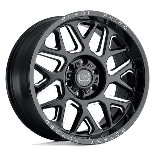 Set of 4: Black Rhino Reaper Wheel, 20x11.5 -44 Offset 5x127, Gloss Black & Milled - 2015RPR-45127B71