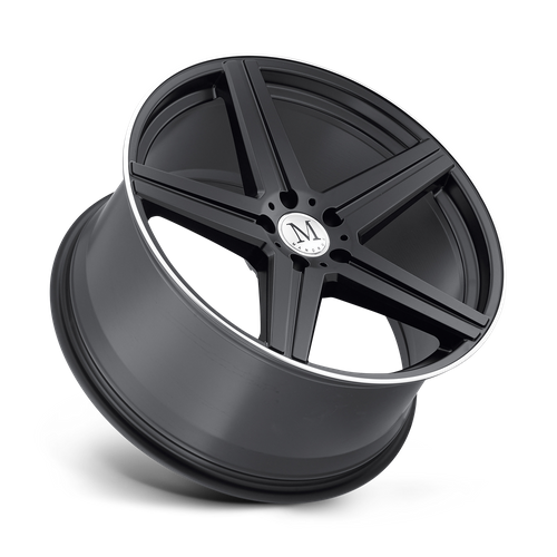 Set of 4: Mandrus Estrella Wheel, 20x10.0 +40 Offset 5x112, Matte Black W/ Machined Lip - 2010MAE405112M66