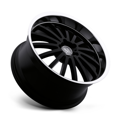 Set of 4: Mandrus Millenium Wheel, 22x10.5 +42 Offset 5x112, Gloss Black W/ Mirror Cut Lip - 2205MAM425112B66