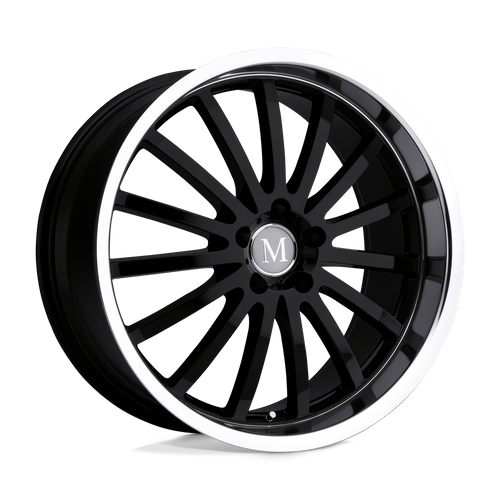 Set of 4: Mandrus Millenium Wheel, 22x10.5 +42 Offset 5x112, Gloss Black W/ Mirror Cut Lip - 2205MAM425112B66