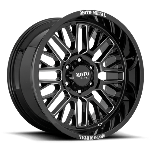 Set of 4: Moto Metal Mo802 Wheel, 20x9.0 +18 Offset 5x127, Gloss Black Milled - MO80229050318