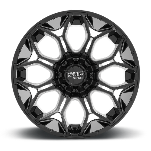 Set of 4: Moto Metal Mo808 Sniper Wheel, 20x9.0 +0 Offset 8x165.1, Gloss Black Milled - MO80829080300
