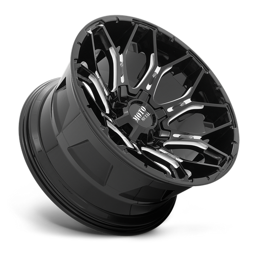 Set of 4: Moto Metal Mo808 Sniper Wheel, 20x9.0 +0 Offset 8x165.1, Gloss Black Milled - MO80829080300