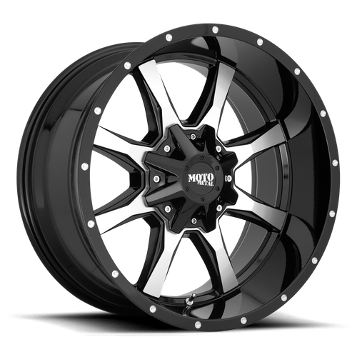 Set of 4: Moto Metal Mo970 Wheel, 16x8.0 +0 Offset 6x135/6x139.7, Gloss Black Machined Face - MO97068067300