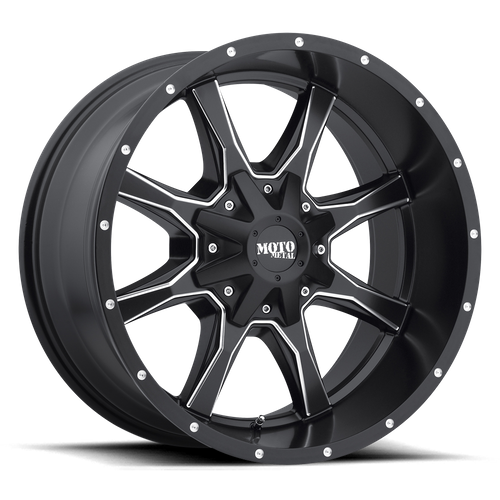 Set of 4: Moto Metal Mo970 Wheel, 20x9.0 +18 Offset 5x139.7/5x150, Satin Black Milled - MO97029086918US