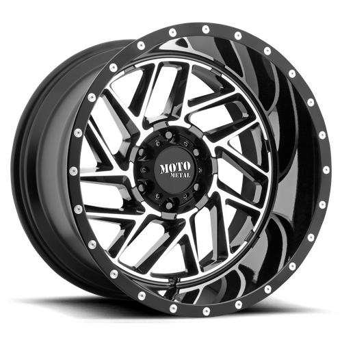 Set of 4: Moto Metal Mo985 Breakout Wheel, 16x8.0 -6 Offset 6x139.7, Gloss Black Machined - MO98568068306N