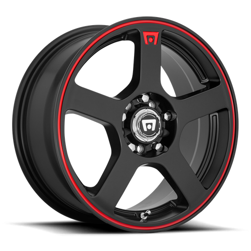 Set of 4: Motegi Mr116 Fs5 Wheel, 18x8.0 +35 Offset 5x112/5x114.3, Matte Black Red Racing Stripe - MR11688046735
