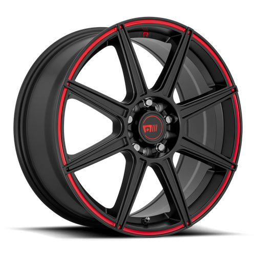Set of 4: Motegi Mr142 Cs8 Wheel, 18x8.0 +35 Offset 5x100/5x114.3, Satin Black With Red Stripe - MR14288031935