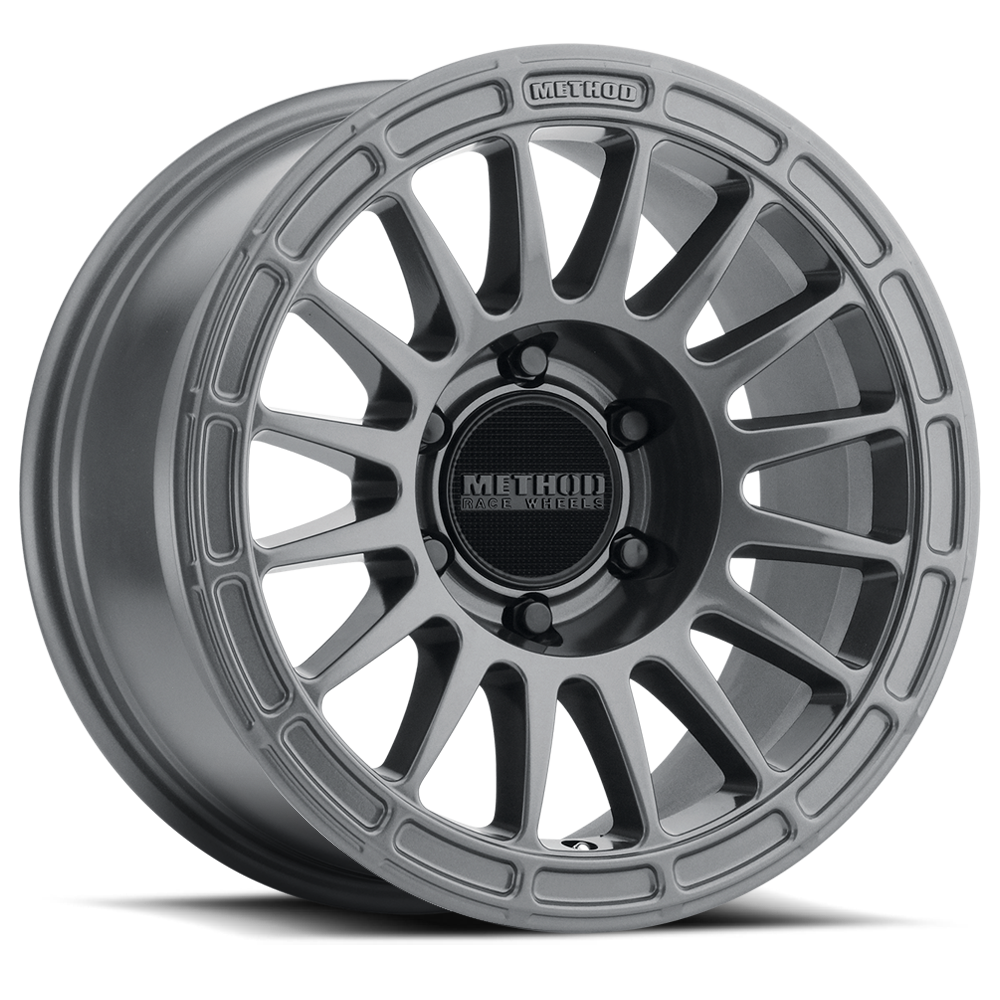 Set of 4: Method MR314 17x8.5 0mm Offset 6x5.5 106.25mm CB Gloss Titanium - MR31478560800