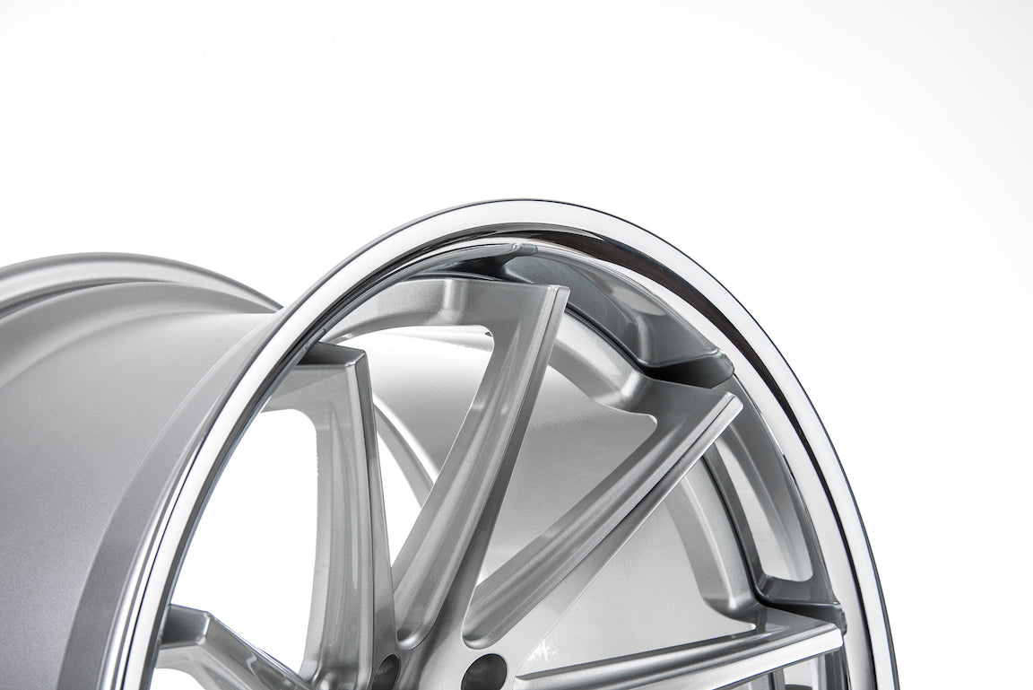 Rohana RC10 Wheel, 19X8.5, 5-114.3, +10, Machine Silver/Chrome Lip - RC1019855114MS10.